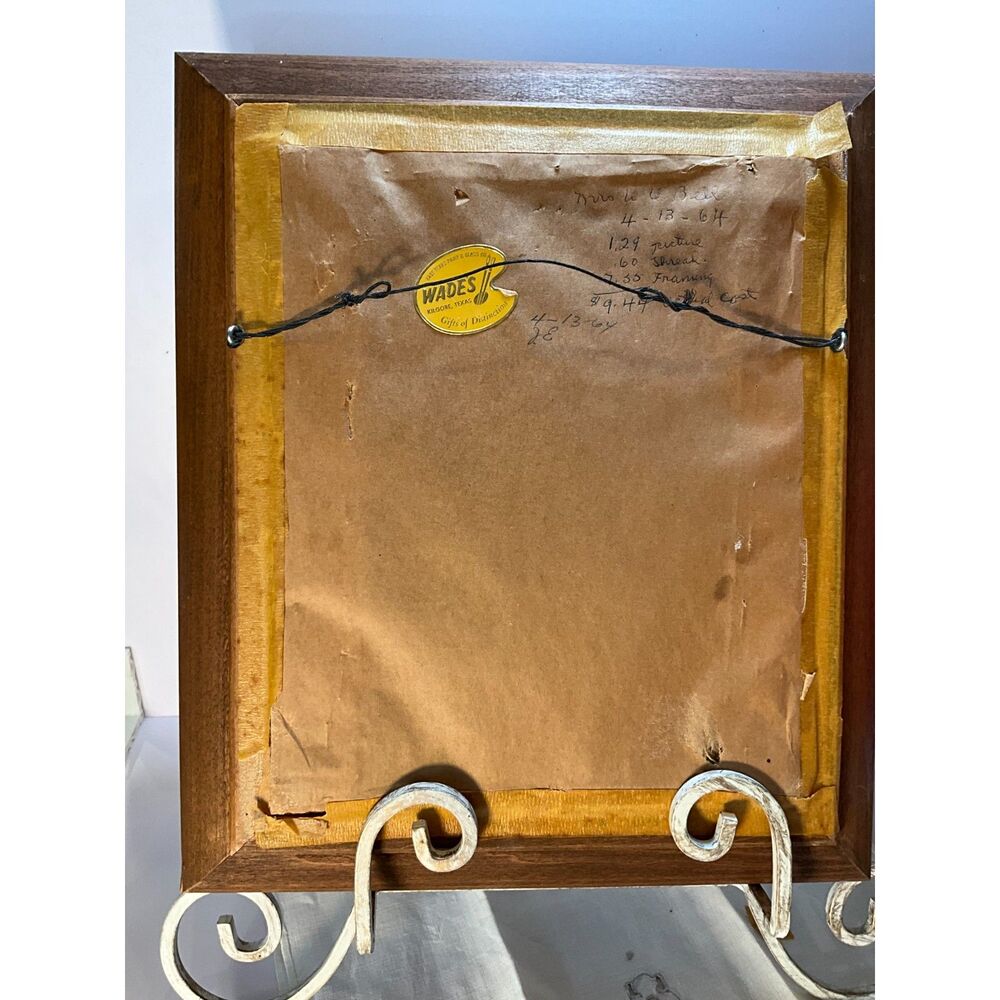 Beautiful vintage framed rose needlepoint; 1964 - ready to hang - Picture 4 of 4